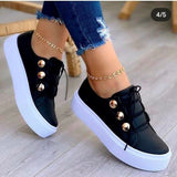 Vstacam Graduation Gift  White Shoes Women 2022 Fashion Round Toe Platform Shoes Size 43 Casual Shoes Women Lace Up Flats Women Loafers Zapatos Mujer Vstacam