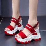 Vstacam  Platform Sandals Women 2022 New Summer Chunky High Heels Female Wedges Shoes For Women Fish Toe Red Sandalia Feminina Vstacam