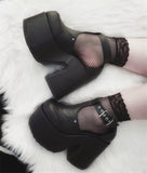 2023 Platform Round Toe high-heeled Buckle Strap Punk Cool Goth women's Sandals Cutout Thick Heel Summer Shoes Vstacam