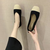 2022 NEW Women Slip On Flat Loafers Patchwork Square Toe Shallow Ballet Flats Shoes knitting Casual Flat Shoes Ballerina Flats Vstacam