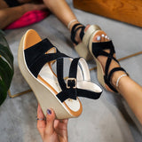 INS Hot Lace Leisure Women Wedges Heeled Women Shoes 2021 Summer Sandals Party Platform High Heels Shoes Woman Vstacam