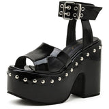 2023 Platform Round Toe high-heeled Buckle Strap Punk Cool Goth women's Sandals Cutout Thick Heel Summer Shoes Vstacam