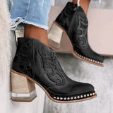 Vstacam Graduation Gift 2022 Leather Women Ankle Boots Women's Shoes Low Heel Cool British Embroidered Design Soft Short Boots Party Women Footwear Vstacam