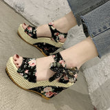 INS Hot Lace Leisure Women Wedges Heeled Women Shoes 2021 Summer Sandals Party Platform High Heels Shoes Woman Vstacam