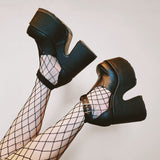 2023 Platform Round Toe high-heeled Buckle Strap Punk Cool Goth women's Sandals Cutout Thick Heel Summer Shoes Vstacam