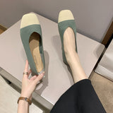 2022 NEW Women Slip On Flat Loafers Patchwork Square Toe Shallow Ballet Flats Shoes knitting Casual Flat Shoes Ballerina Flats Vstacam