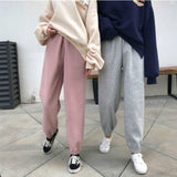 Toleet Women Pants Warm Loose Simple Solid Korean Thicken Harem Trousers Vintage Unisex Velvet High Quality Womens Students All-Match