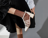 2022 New Summer Shoes Women Square Toe Cover Heel Gladiator Modern Sandals Geunine Leather Chunky Heel High Heel Woven Sandals Vstacam