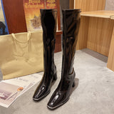 Vstacam Female Chelsea Boots Metal Design 2023 Hot Sale Fashion Brand Knee High Boots For Women High Qulaity Chunky Heel women's Shoes Vstacam