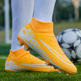 High-Top Long Spike Men's Soccer Shoes Teens Ultralight Training Football Sneakers Unisex Non-Slip Outdoor Soccer Cleats Boots