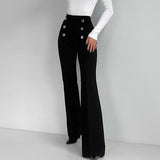 Toleet-Women Clothing 2023 Spring Fashion British Style Design Sense Bell Bottom Pants Casual Simple Solid Colour Trousers for Women