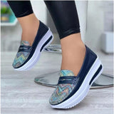 Vstacam 2023 Fashion Round Toe Low Top Wedge Platform Sneakers Comfort Non Slip Women Loafers Plus Size 43 Flat Casual Shoes Of Women Vstacam