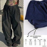 Vstacam 2022 Summer Y2k Blue Cargo Pants Womens Outifit Drawstring Baggy Sexy Crop Top And Low Waist Wid Leg Pant Set Fashion Vstacam