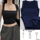 Vstacam 2022 Summer Y2k Blue Cargo Pants Womens Outifit Drawstring Baggy Sexy Crop Top And Low Waist Wid Leg Pant Set Fashion Vstacam