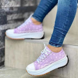 Vstacam  Sneakers Women Shoes 2022 Pattern Canvas Shoe Casual Women Sport Shoes Flat Lace-Up Adult Zapatillas Mujer Chaussure Femme Vstacam