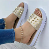 2022 Large Size Rivets Women's Slippers Platform Sandals Summer Women's Shoes Flat Slippers Women's Casual Beach Women's Shoes Vstacam