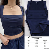 Vstacam 2022 Summer Y2k Blue Cargo Pants Womens Outifit Drawstring Baggy Sexy Crop Top And Low Waist Wid Leg Pant Set Fashion Vstacam