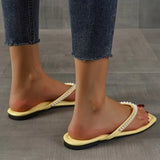 Fashionable Thong Flip-flops Sandals Women Faux Pearl Decor Design Flat Sandals 2023 Summer New Casual Women Slippers Shoes Vstacam