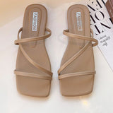 Summer New Women Criss Cross Slides Sandals Fashion Flat  Summer BlackWomen Slippers New Outdoor Beach Solid Color Woman Shoes Vstacam