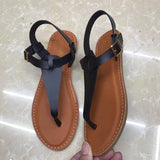 2022 Beach Sandals Women Summer Flat Shoes Flat Heel Open Toe Flip Flops Buckle Leather Sandal Solid Yellow Large Size 37-41 Vstacam