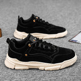 Men's Low Top Sneakers Korean Men's Casual British Fashion Retro Short Boots Outdoor Work Clothes Comfortable Fashion Shoes