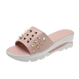 2022 Large Size Rivets Women's Slippers Platform Sandals Summer Women's Shoes Flat Slippers Women's Casual Beach Women's Shoes Vstacam