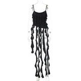 Toleet Tassel Backless Camisole Tops For Women New Fashion Designer Ruffled Summer Camis Tank Top Bustier Mini Tops Party Wear