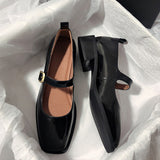 Vstacam Graduation 2022 Vintage Square Toe Patent Leather Shoes Women Ankle Strap Low Heel Mary Jane Shoes Woman Dark Brown Shallow Pumps Vstacam