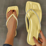 Fashionable Thong Flip-flops Sandals Women Faux Pearl Decor Design Flat Sandals 2023 Summer New Casual Women Slippers Shoes Vstacam