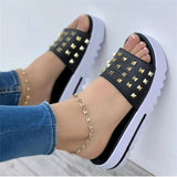 2022 Large Size Rivets Women's Slippers Platform Sandals Summer Women's Shoes Flat Slippers Women's Casual Beach Women's Shoes Vstacam