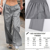 Vstacam 2023 Gray Street Fashion Casual Straight Pants Women Summer Retro Low Waist Sweatpant Trousers Cargo Pant Baggy Vstacam